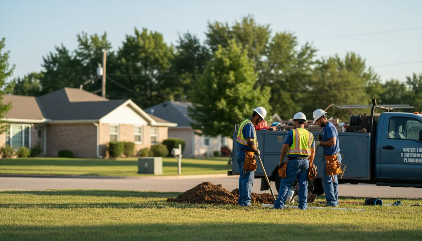 Residential water line and bathroom plumbing service in Florence, KS